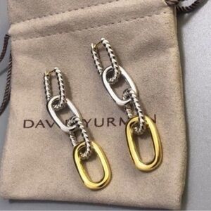 David Yurman Two-Tone Link Drop Earrings - Gold & Silver